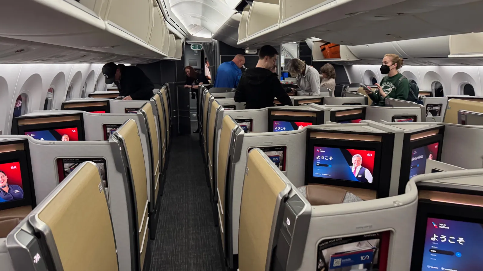 A look down the Flagship Suite cabin while passengers were boarding.