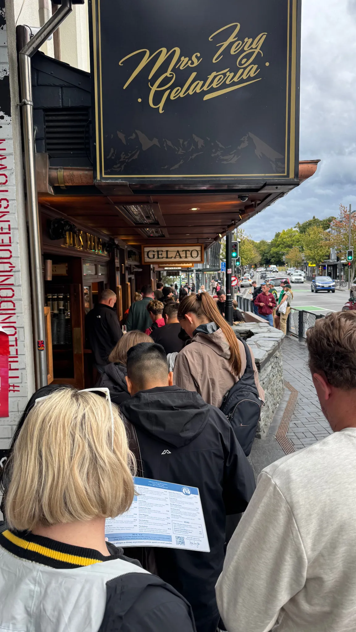 The queue outside Fergburger. We waited around 30 minutes.