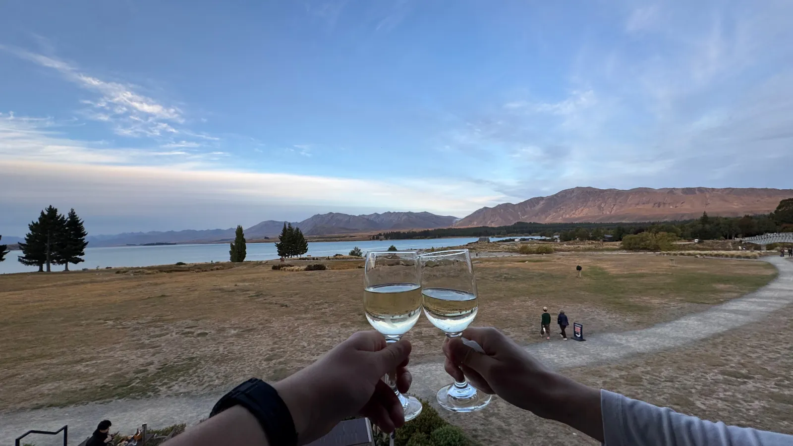 Cheers to the first South Island evening, overlooking Lake Tekapo.