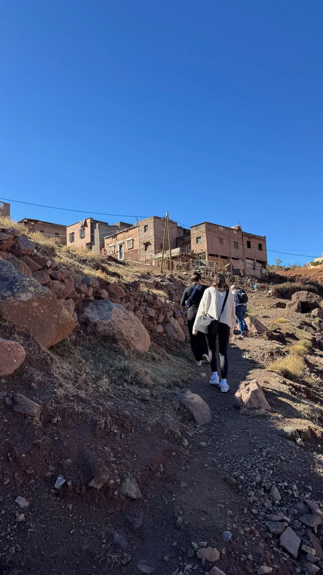 Hiking around the village with our local guide.